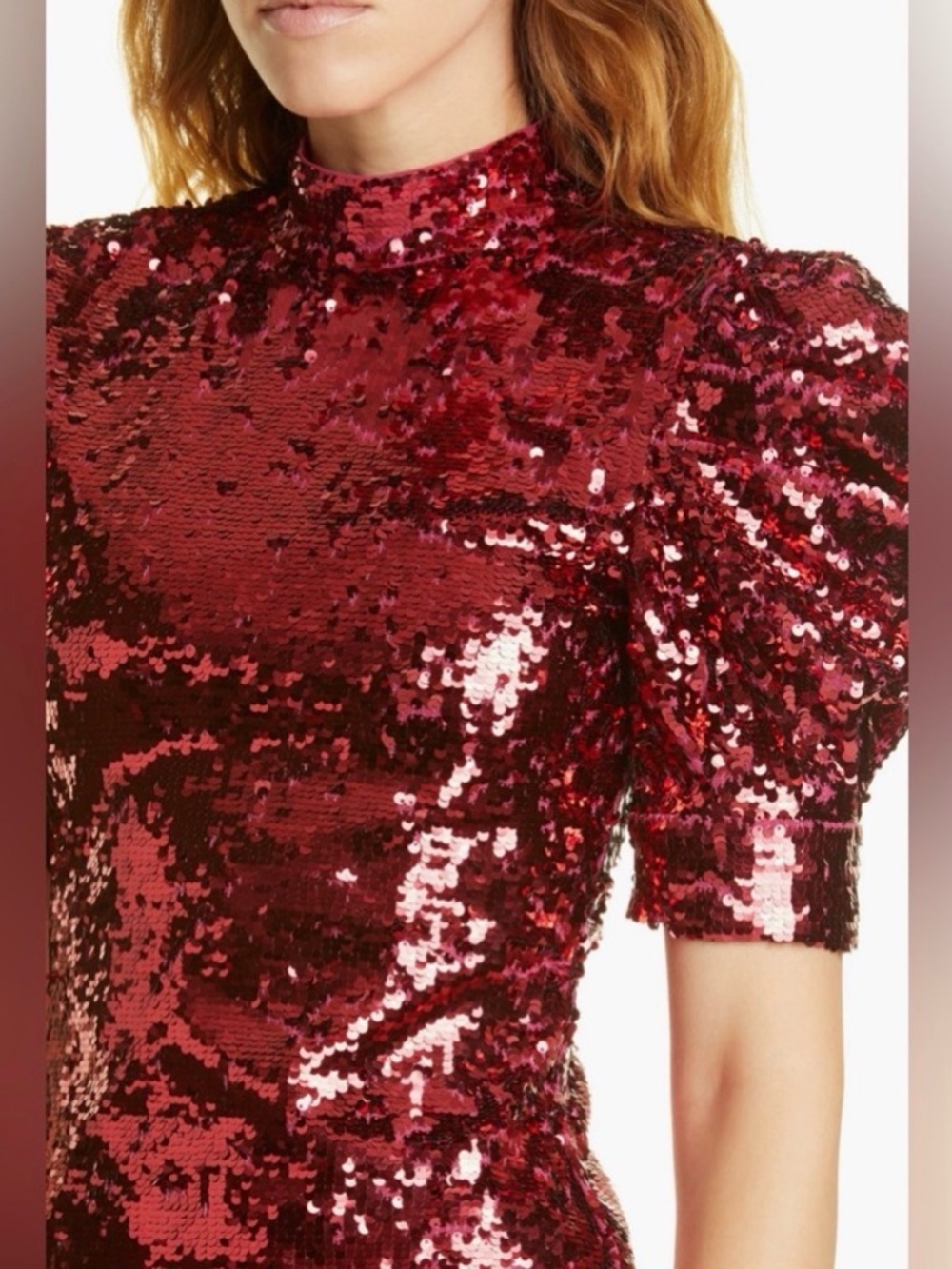 NWT Alice + Olivia Red Sequin Mini Dress - Picture 3 of 5